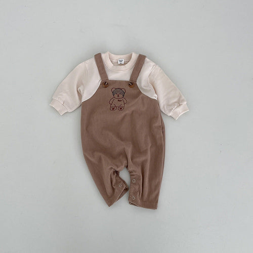 Infant Baby Boys Corduroy Long Sleeves Combo Overalls In Sets